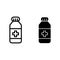 Medicine bottle line and glyph icon. Medicament vector illustration isolated on white. Vitamins outline style design