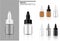 Medicine Bottle Mock up Realistic transparent Amber, white, black and glass ampoule or dropper plastic Packaging. for Food and
