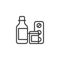 Medicine bottle and pills line icon
