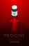 Medicine bottle with shadow and cross sign, Danger expired concept idea poster or flyer template layout design illustration