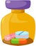 medicine bottle and tablets