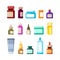 Medicine bottles for drugs, pills and vitamins flat vector icons