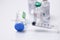 Medicine bottles glass for syringe injection needle on white background - Medication drug bottle equipment medical tool for nurse