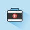 Medicine briefcase color icon with shadow on a blue background