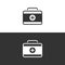 Medicine briefcase icon on black and white background