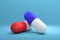 Medicine capsules pills blue red white