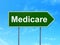 Medicine concept: Medicare on road sign background