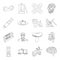 Medicine, cooking,taxi and other web icon in outline style.weapons, service, finance icons in set collection.