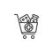 Medicine delivery cart line icon