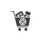 Medicine delivery cart vector icon