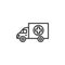 Medicine delivery truck line icon