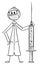 Medicine Doctor with Covid-19 or Coronavirus Vaccine, Vector Cartoon Stick Figure Illustration