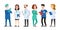 Medicine doctors. Medical physician, hospital nurse and doctor with stethoscope. Medic healthcare workers cartoon vector