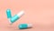 Medicine drugs capsules on background with copy space, 3d illustration