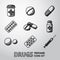 Medicine, drugs handdrawn icons set. vector