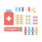 Medicine, drugs, pharmacy hospital icons set.