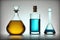 Medicine, a flask for laboratory tests. Laboratory chemical beakers.