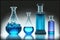 Medicine, a flask for laboratory tests. Laboratory chemical beakers.
