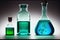 Medicine, a flask for laboratory tests. Laboratory chemical beakers.