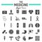 Medicine glyph icon set, medical signs collection