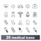 Medicine and Health Care Outline Icons Collection