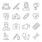 Medicine and Health symbols. Vector thin lines web icon set.