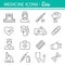 Medicine and Health symbols. Vector thin lines web icon set.