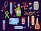 Medicine healthcare doodle colorful vector icons set