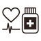 Medicine, heart and ecg symbol