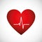 Medicine heartbeat flat lines cardiogram inside a red heart icon