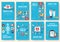 Medicine information cards set. Medical template of flyear, magazines, posters, book cover. Clinical infographic concept on blue