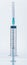 Medicine, Injection, vaccine and disposable syringe isolated, drug concept. Sterile vial medical. Macro close up on