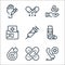 medicine line icons. linear set. quality vector line set such as hospital, band aid, blood drop, broken leg, injection, medical