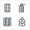 medicine line icons. linear set. quality vector line set such as mouthwash, capsules, cleaning spray