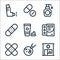 Medicine line icons. linear set. quality vector line set such as pharmacy, oral vaccine, patch, medicine, cream, band aid,