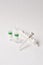 Medicine and medicine, white syringe with ampoules on a white background