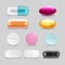 Medicine painkiller pills, pharmaceutical antibiotics drugs vector set