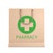 Medicine Paper Recycled Bag with Pharmacy Sign. 3d Rendering