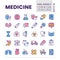 Medicine pixel perfect RGB color icons set
