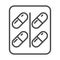 Medicine prescription package capsules medication linear icon style