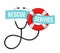 Medicine saves. Hospital and rescue service. Red lifebuoy and stethoscope. Medical treatment. Professional health care