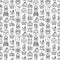 Medicine seamless pattern with thin line icons: doctor, ambulance, stethoscope, microscope, thermometer, hospital, z-ray image,