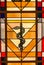 Medicine snake Symbol stained Glass window