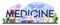 Medicine typographic header. Healthcare, medicine treatment, expertize