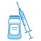 Medicine vial and syringe icon. Medications injection