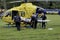 Medics load a injured in medivac helicopter