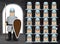 Medieval 11th Century Knight Cartoon Emotion Faces Vector Illustration-01