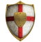 Medieval aged metal crusader shield isolated