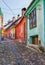 Medieval alley in Sighisoara, Romania.