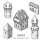 Medieval ancient buildings set of different kinds of traditional houses isolated vector illustration